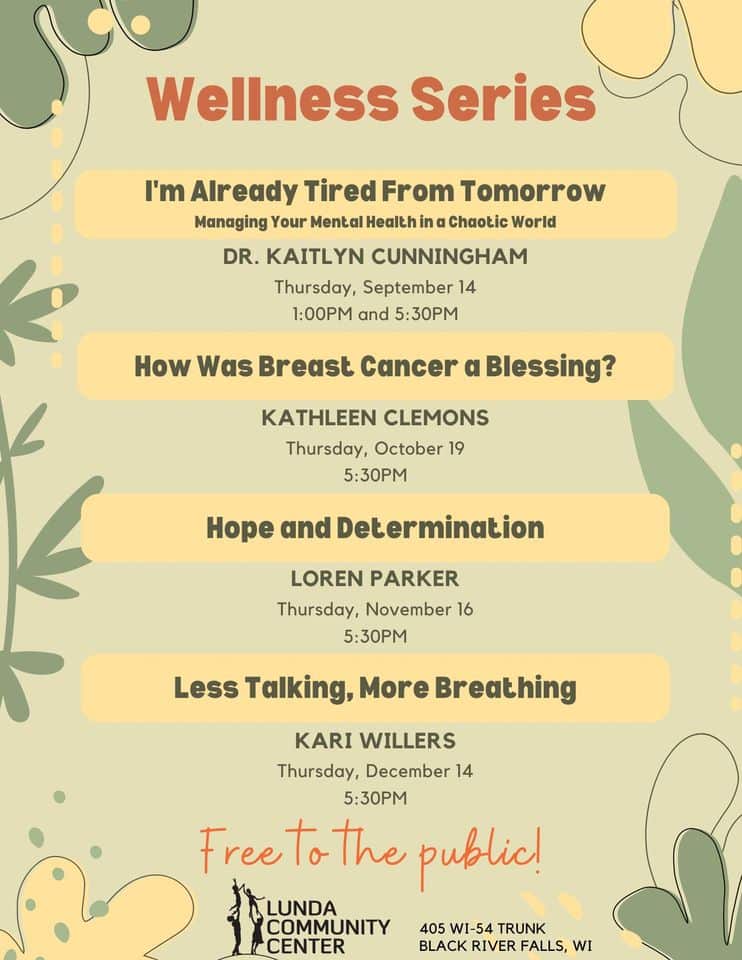 Wellness Series Lunda Community Center Black River Area Chamber of Commerce