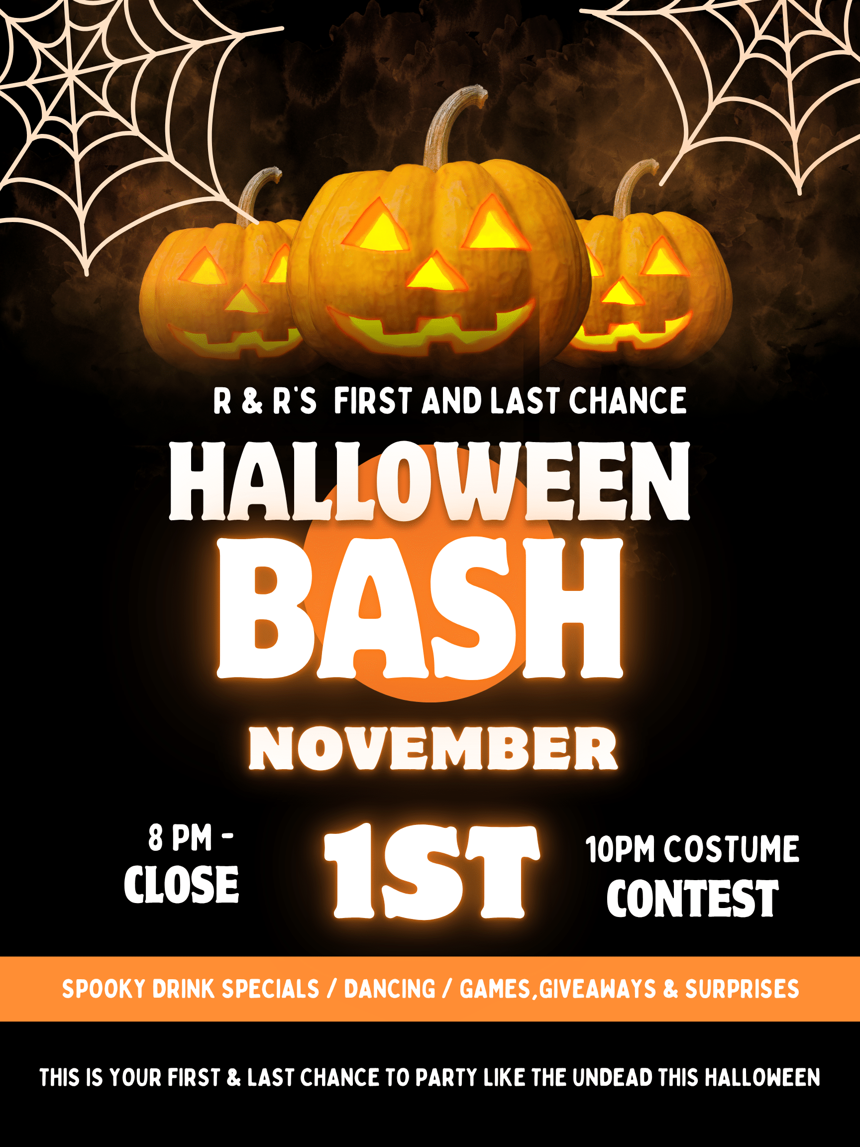 Black Modern Pumpkin Halloween Club Party Poster